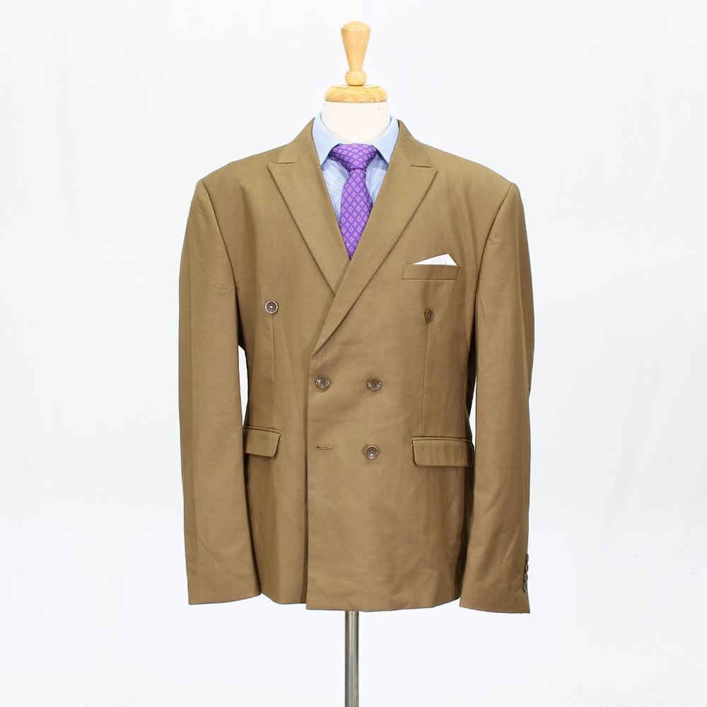 Mogu 46R Brown Solid Double Breasted Sport Coat Blazer Jacket V983